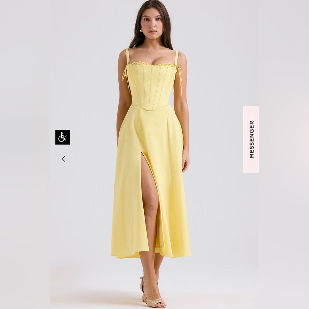 House of cb CLARABELLE cotton midi corset sundress - yellow Size XS